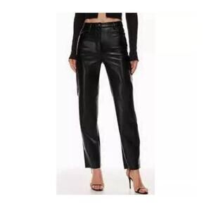 Wilfred Aritzia Sz 4 Black The Melina Faux Vegan Leather Straight Leg Pants City